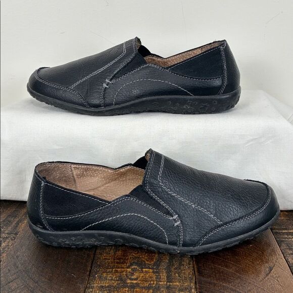 Born Women’s 40 (9.5) Black Pebble Leather Loafers Slip On Spring Step - Picture 6 of 8